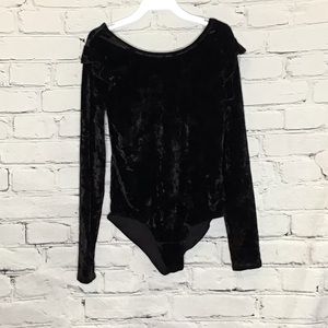 Art Class Black Dance Leotard Long Sleeve Velour 7 Medium